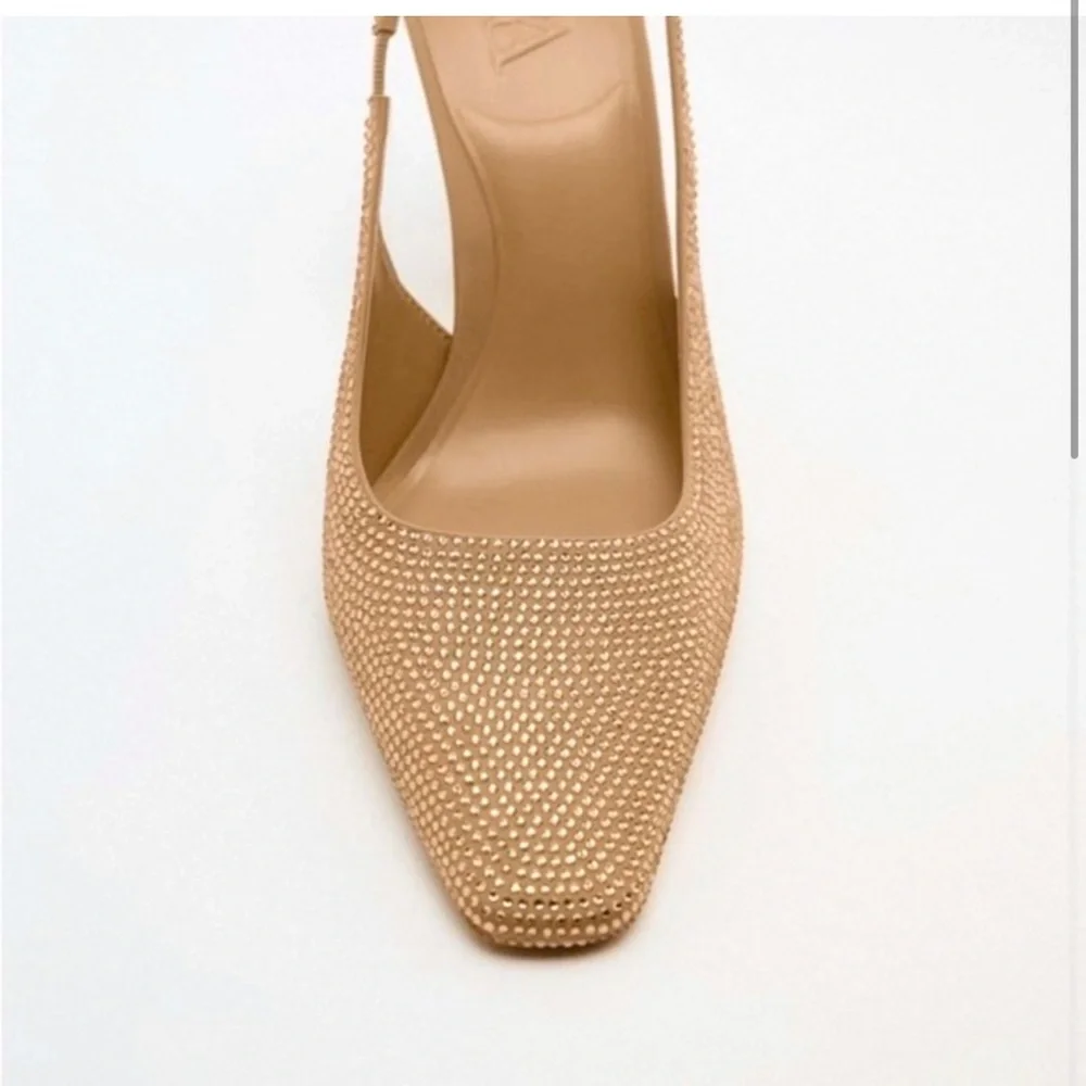 Zara Slingback Rhinestone High Heels - Picture 4 of 5